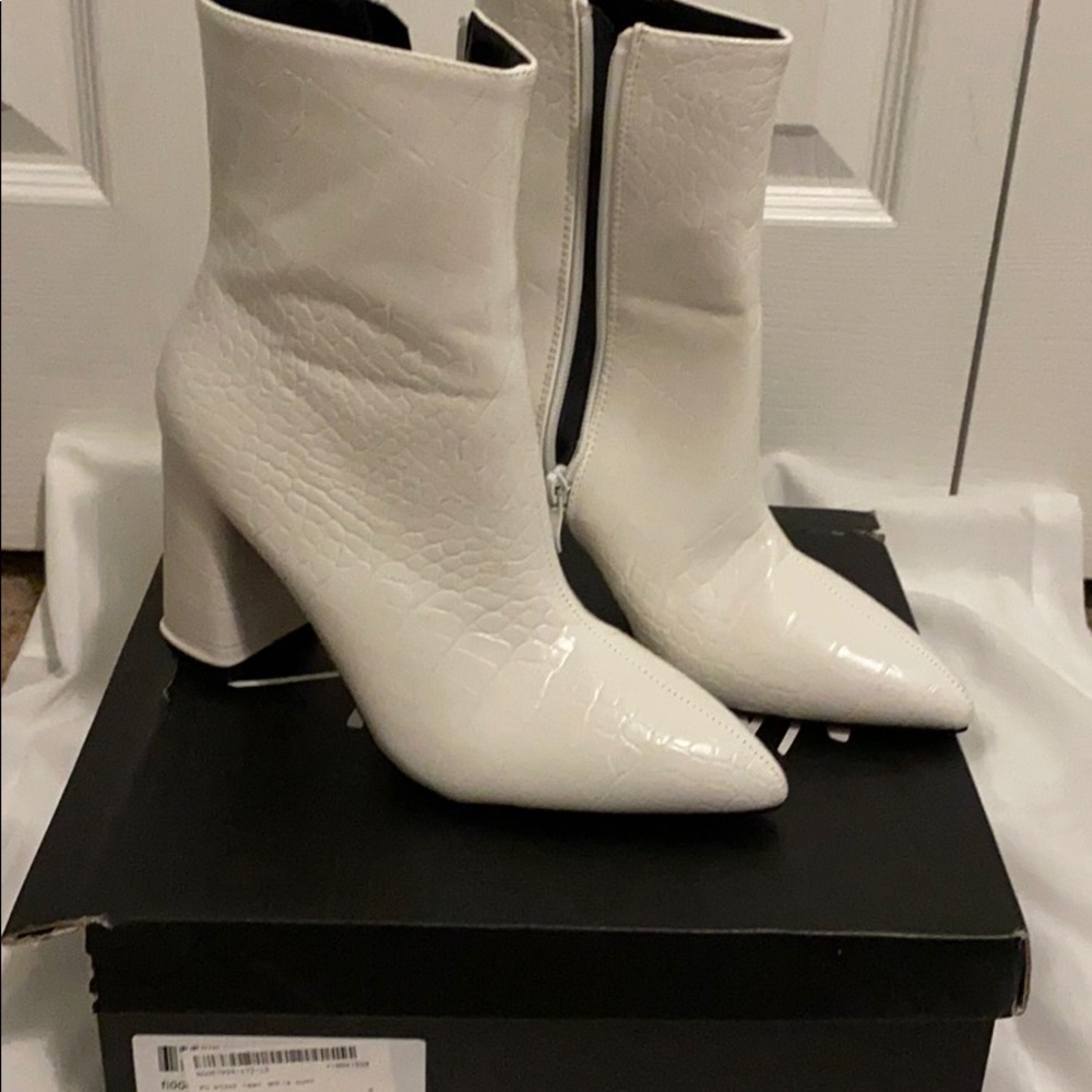 Nasty Gal white heeled booties